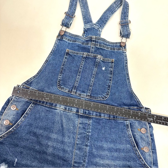No Boundaries Distressed Blue Stretch Denim Bib Overalls Shortalls Size XL - Picture 9 of 14